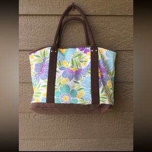 Pottery Barn Teen PB Large Tote Bag Cotton Multi-Color Floral TROPICAL BEACH